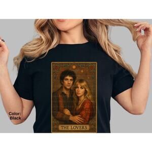 The Lovers Tarot Card T-Shirt, Stevie Nicks Lindsey Buckingham, Boho Rock Tee